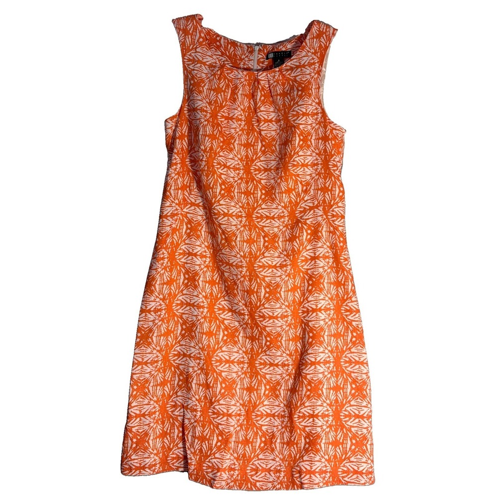 Tropical Print  sleeveless linen cotton dress Women's Size 8 Coastal Resort